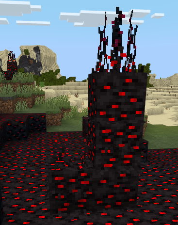 Dark infected blocks with glowing red veins