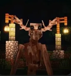 Terrifying creature with antlers at night