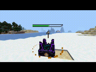 Purple altar absorbs energy on snowy terrain.