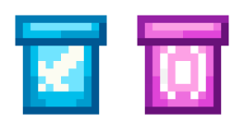 Blue and purple pixelated potions.