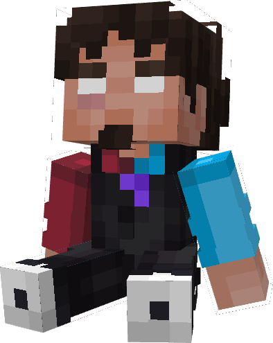 Minecraft character with colorful outfit.