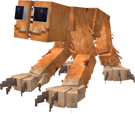 Blocky orange creature with large eyes.