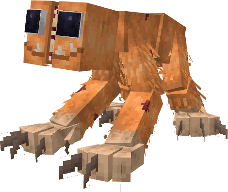 Blocky orange creature with large eyes.