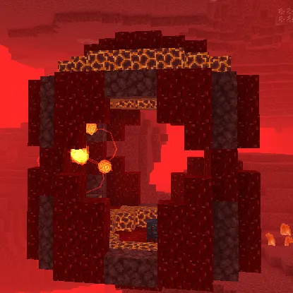 Floating magma and stone structure in red realm