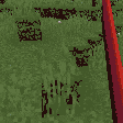 Red magical sword glowing in grassy terrain