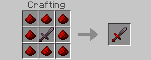 Crafting grid for enchanted sword.