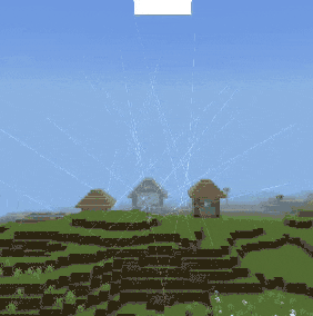 Magical energy beams strike a village.
