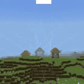 Magical energy beams strike a village.
