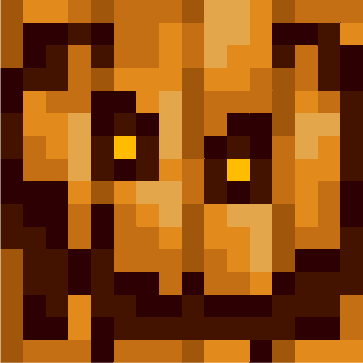 Pixelated cursed pumpkin boss face