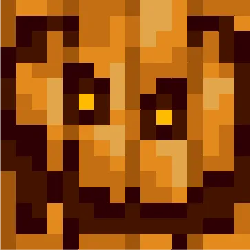 Pixelated cursed pumpkin boss face