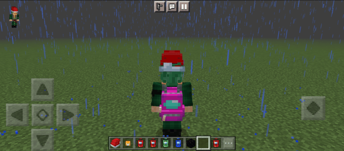 Player with pink backpack in rain.