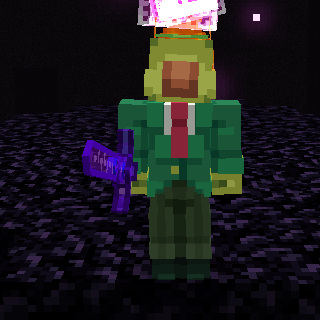 Character holding a glowing purple sword