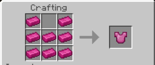 Crafting recipe for pink chestplate.