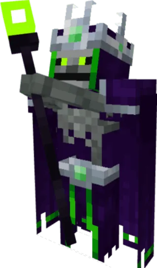 Pixelated character with a glowing staff.