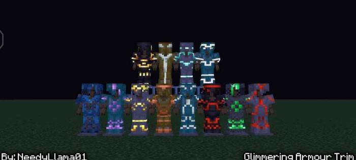 Glimmering armor trims in the dark.