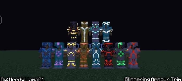 Glimmering armor trims in the dark.