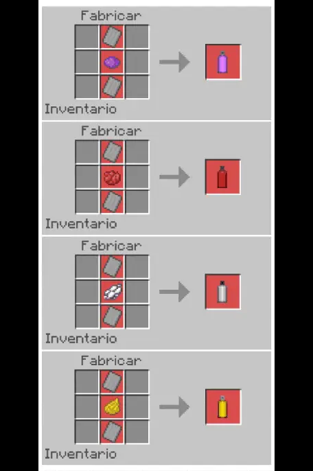 Crafting recipes for four colored canisters.