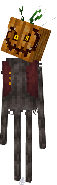 Tall creature with a carved pumpkin head