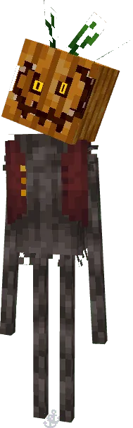 Tall creature with a carved pumpkin head