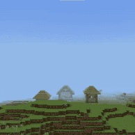 Glowing sword slash in pixelated landscape