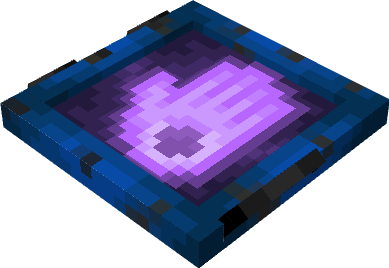 Pixelated purple and blue game portal.