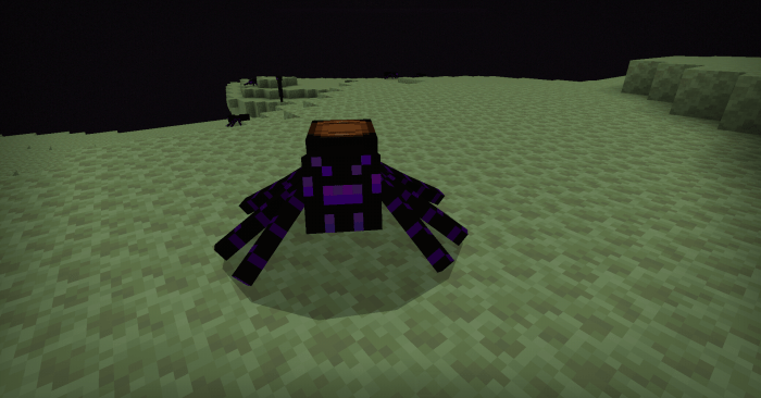 Purple spider with a saddle in a game.