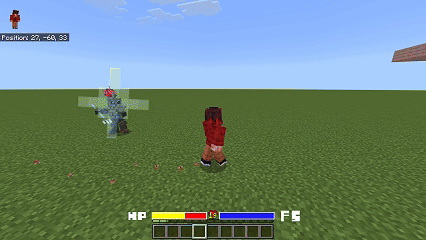 Player faces a monster on a grassy field