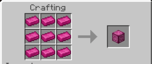 Crafting recipe for Straberrium block.