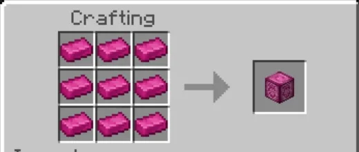 Crafting recipe for Straberrium block.