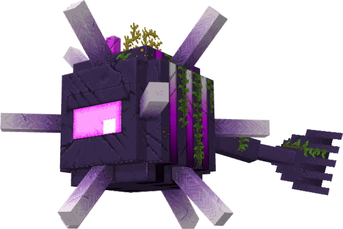 Purple blocky creature with spikes.