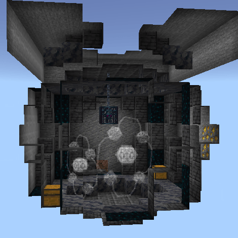Underground chamber with chests and crystals