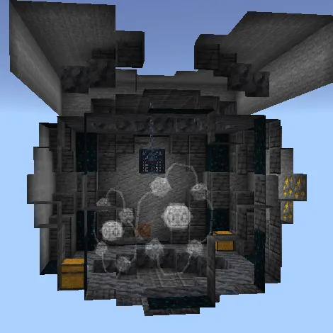 Underground chamber with chests and crystals