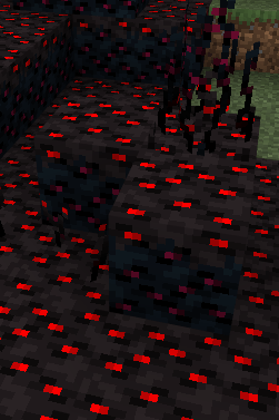 Dark infected blocks with glowing red spots