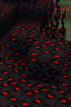 Dark infected blocks with glowing red spots