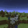 Villagers with swords gather under night sky
