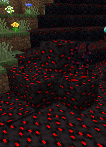 Dark infected blocks with glowing red spots