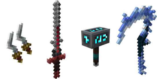 Pixelated weapons from Alylicas Dungeons.