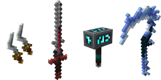 Pixelated weapons from Alylicas Dungeons.