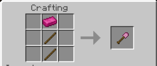 Crafting recipe for pink shovel.