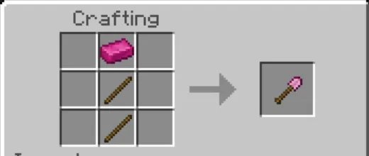 Crafting recipe for pink shovel.