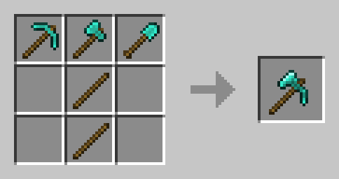Crafting recipe for a diamond paxel.