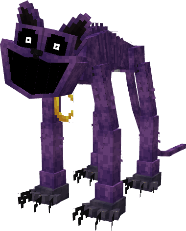 Purple blocky creature with big eyes.