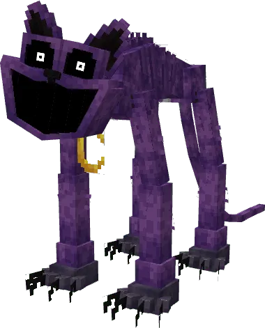 Purple blocky creature with big eyes.