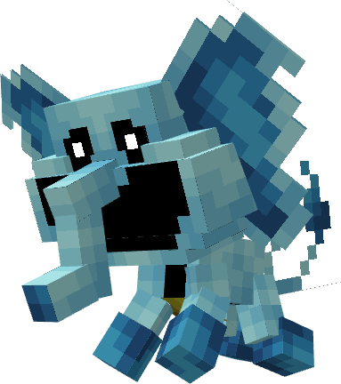 Pixelated blue elephant character.