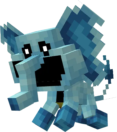 Pixelated blue elephant character.