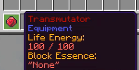 Transmutator stats Life Energy and Essence