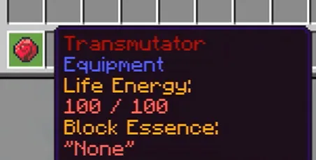 Transmutator stats Life Energy and Essence
