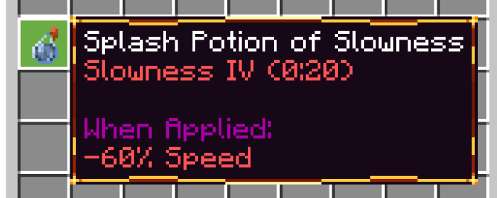 Gold-trimmed tooltip for potion item.