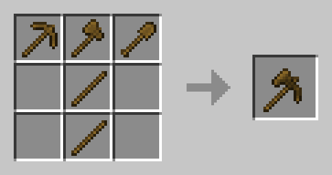Crafting recipe for a wooden paxel.
