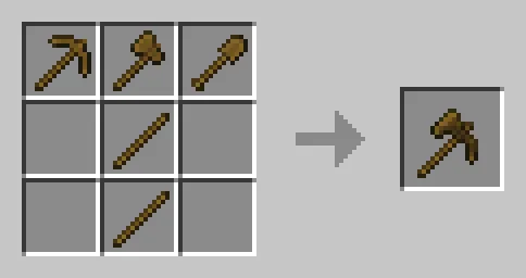 Crafting recipe for a wooden paxel.